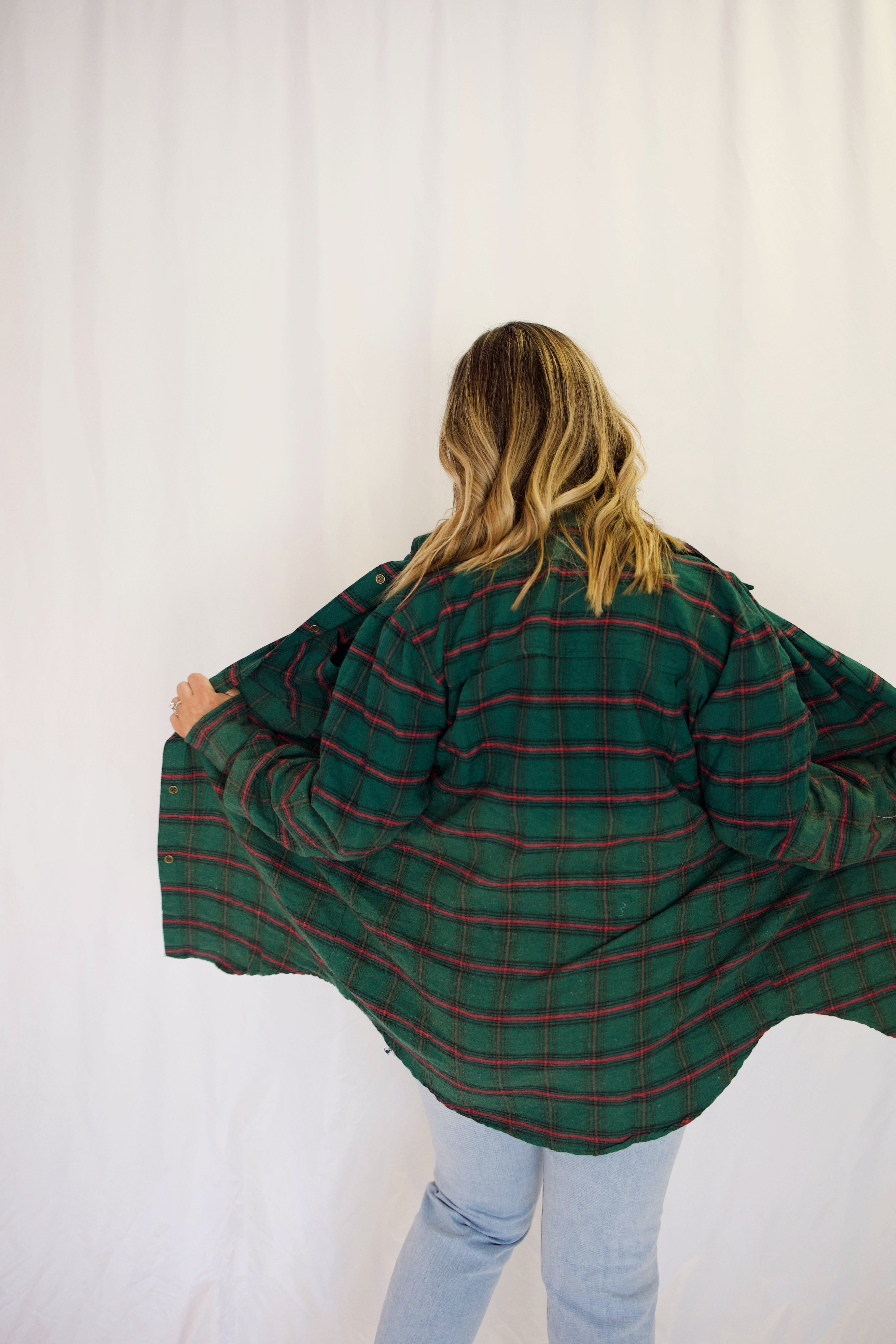 Poncho Outdoors | Green and Black Plaid Flannel